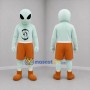 Custom Mint Green and Orange Alien Mascot Costume Adult Full Body Suit for Space Events