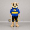 Custom Blue and Gold Horned Warrior Mascot Costume Adult Full Body Suit for School Events