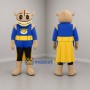 Custom Blue and Gold Horned Warrior Mascot Costume Adult Full Body Suit for School Events