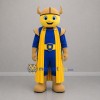 Custom Blue and Gold Horned Warrior Mascot Costume Adult Full Body Suit for School Events