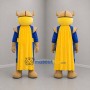 Custom Blue and Gold Horned Warrior Mascot Costume Adult Full Body Suit for School Events