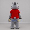 Custom Gray and Red Hippo Mascot Costume Adult Full Body Suit for School Events