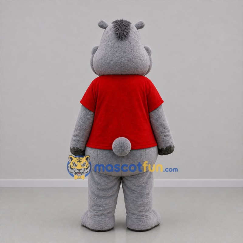 Custom Gray and Red Hippo Mascot Costume Adult Full Body Suit for School Events