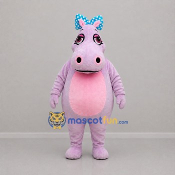 Custom Lavender and Pink Hippo Mascot Costume Adult Full Body Suit for Children's Events