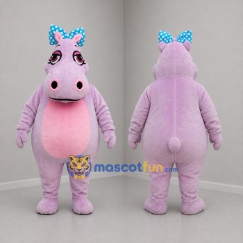 Custom Lavender and Pink Hippo Mascot Costume Adult Full Body Suit for Children's Events