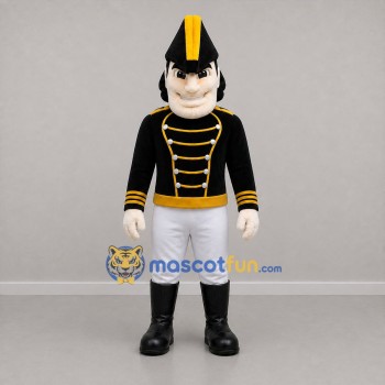 Custom Black White and Gold Marching Band Soldier Mascot Costume Adult Full Body Suit for Parades