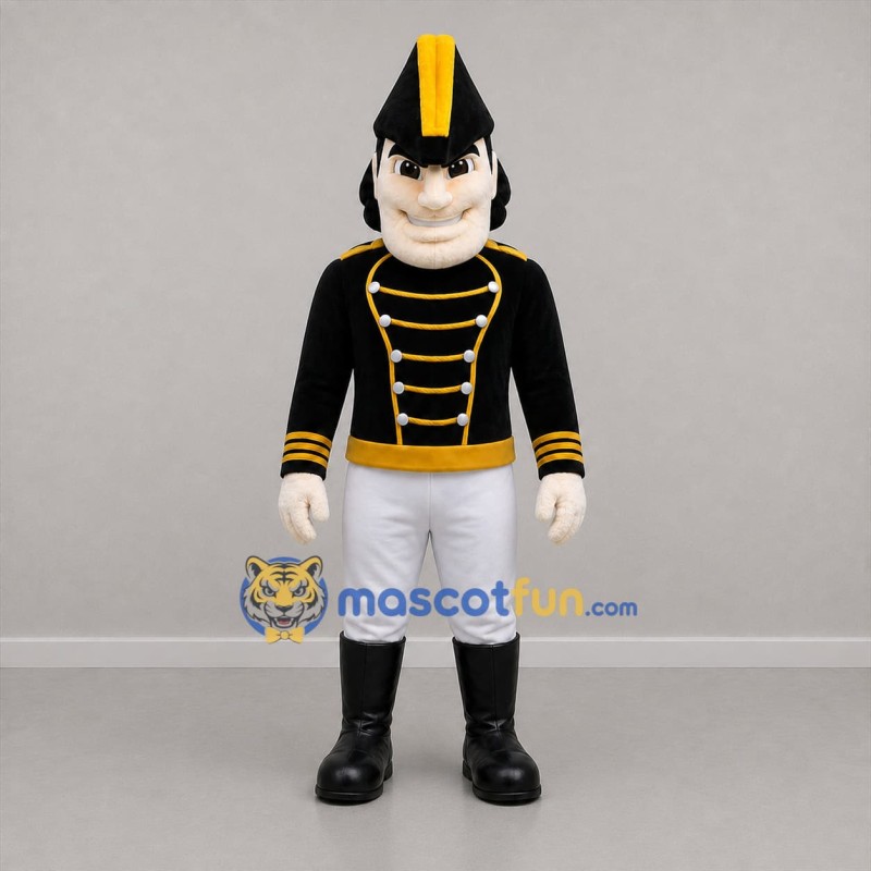 Custom Black White and Gold Marching Band Soldier Mascot Costume Adult Full Body Suit for Parades