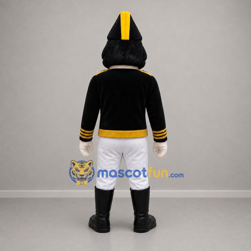 Custom Black White and Gold Marching Band Soldier Mascot Costume Adult Full Body Suit for Parades