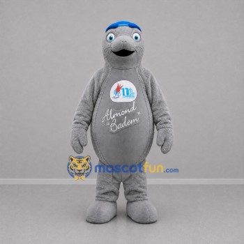 Custom Gray and Blue Seal Mascot Costume Adult Full Body Suit for Aquatic Events