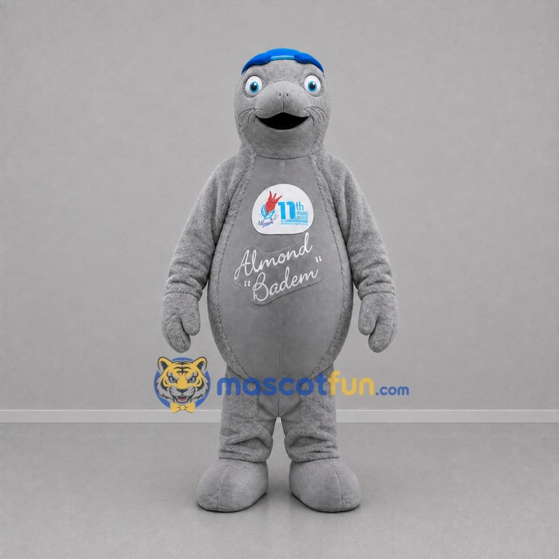 Custom Gray and Blue Seal Mascot Costume Adult Full Body Suit for Aquatic Events