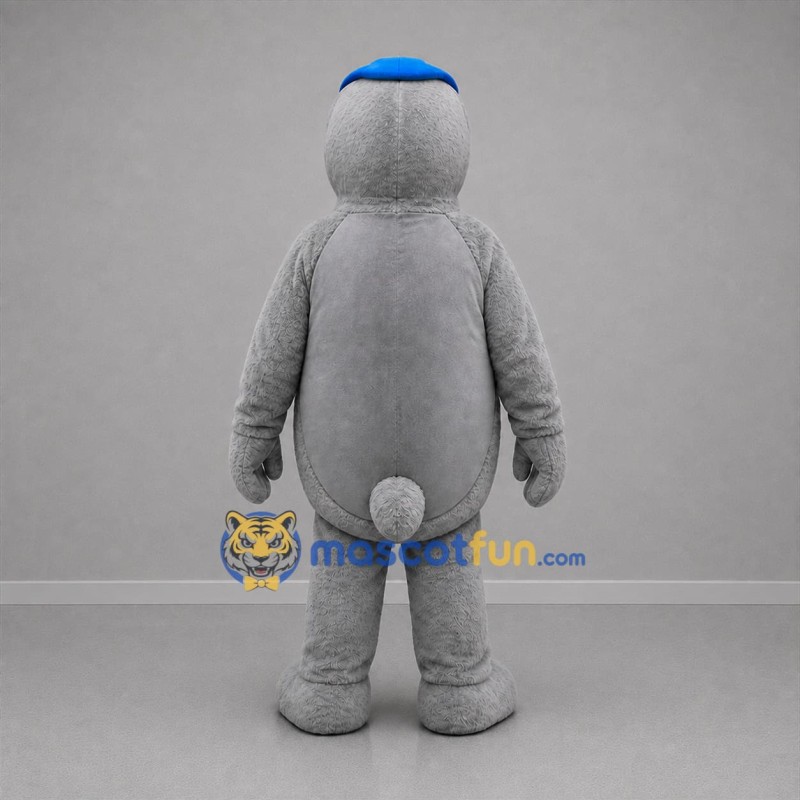 Custom Gray and Blue Seal Mascot Costume Adult Full Body Suit for Aquatic Events