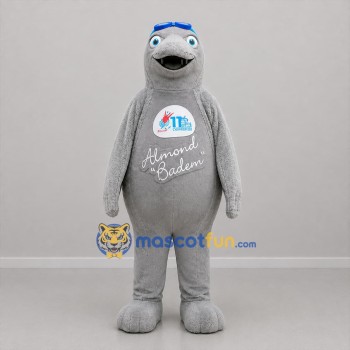 Custom Gray and Blue Seal Mascot Costume Adult Full Body Suit for Aquatic Events