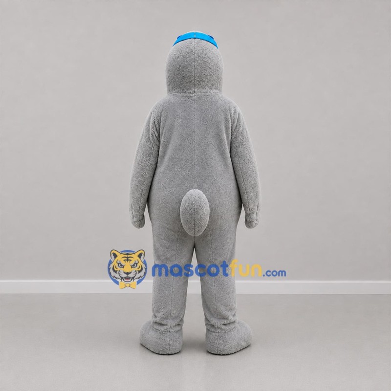 Custom Gray and Blue Seal Mascot Costume Adult Full Body Suit for Aquatic Events