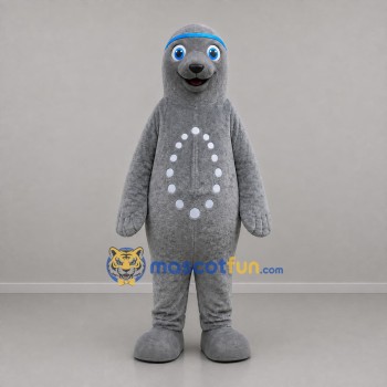 Custom Gray and Blue Seal Mascot Costume Adult Full Body Suit for Aquatic Events