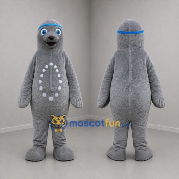 Custom Gray and Blue Seal Mascot Costume Adult Full Body Suit for Aquatic Events