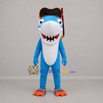 Custom Blue and White Pirate Shark Mascot Costume Adult Full Body Suit for Beach Events