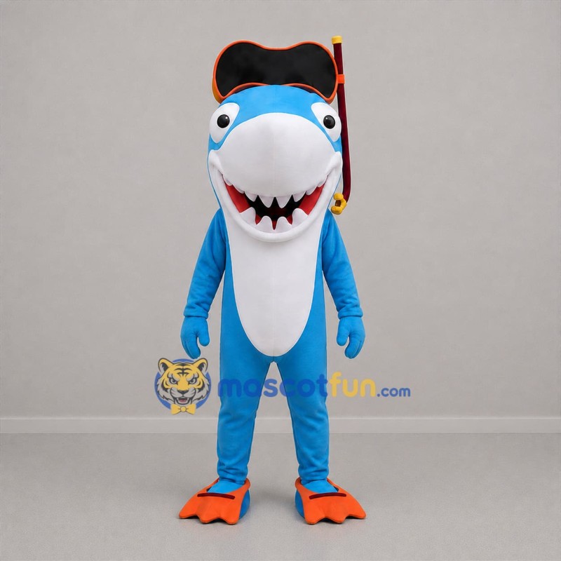 Custom Blue and White Pirate Shark Mascot Costume Adult Full Body Suit for Beach Events