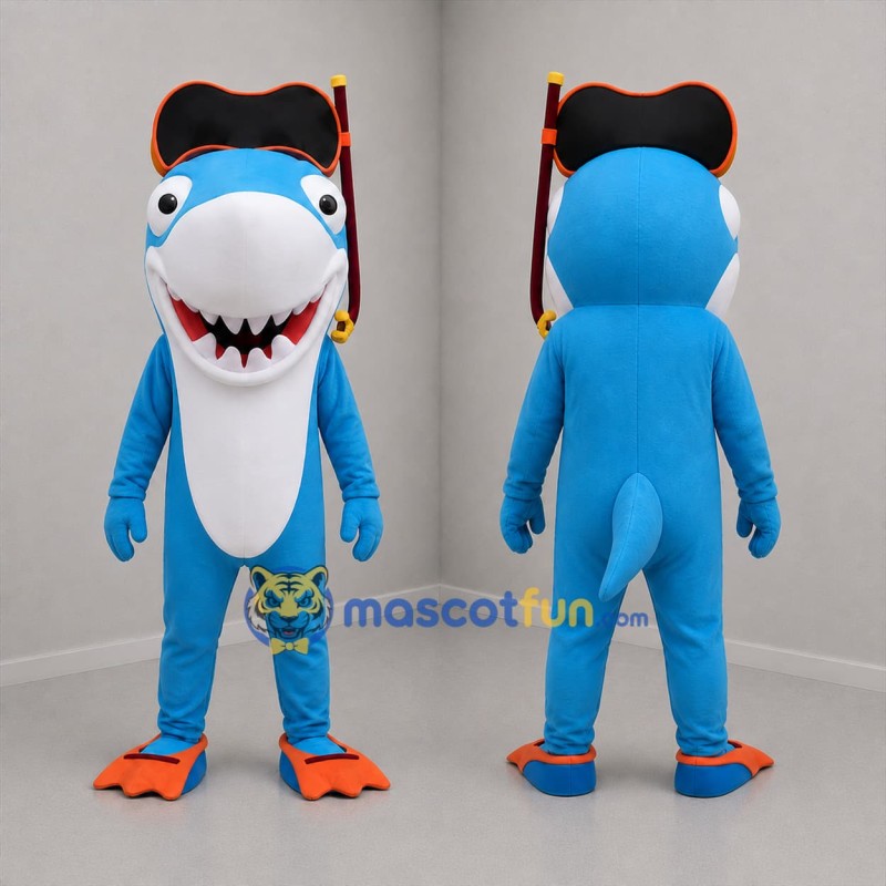 Custom Blue and White Pirate Shark Mascot Costume Adult Full Body Suit for Beach Events