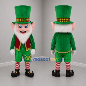 Custom Green and Red Leprechaun Mascot Costume Adult Full Body Suit for St. Patrick's Day Events