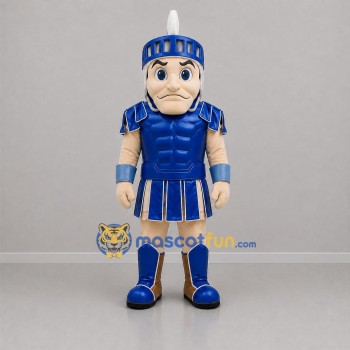 Custom Blue and Silver Armored Warrior Mascot Costume Adult Full Body Suit for School Events