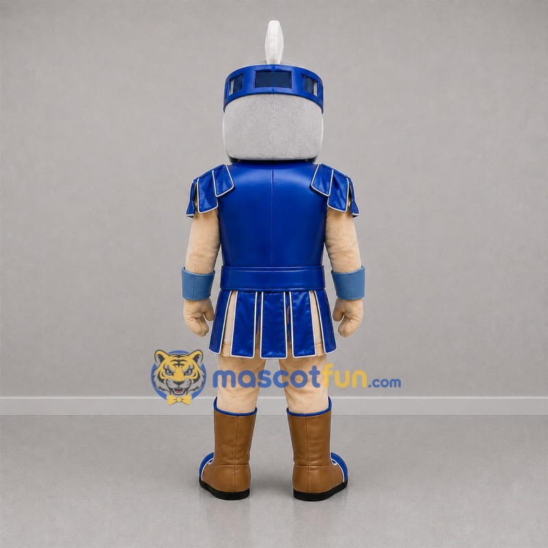 Custom Blue and Silver Armored Warrior Mascot Costume Adult Full Body Suit for School Events