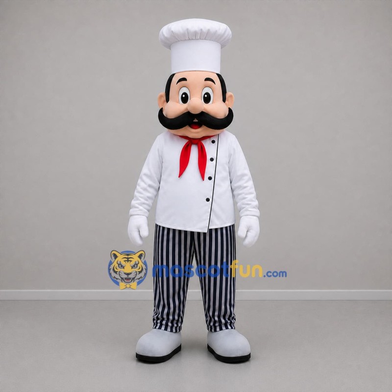 Custom White Black and Red Chef Mascot Costume Adult Full Body Suit for Food Festivals
