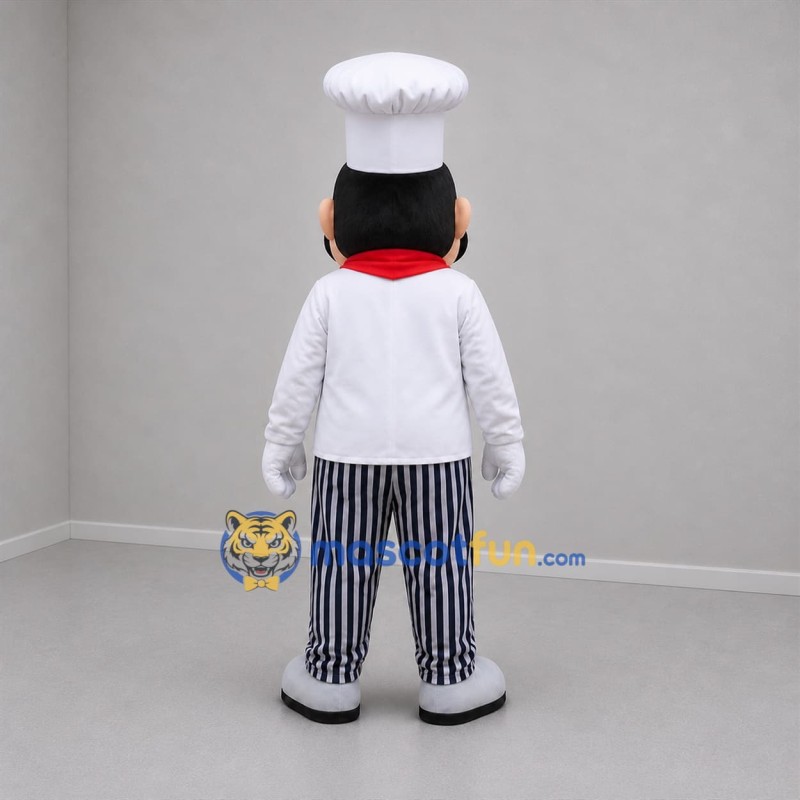 Custom White Black and Red Chef Mascot Costume Adult Full Body Suit for Food Festivals