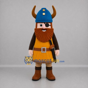 Custom Blue and Orange Viking Mascot Costume Adult Full Body Suit for Themed Events