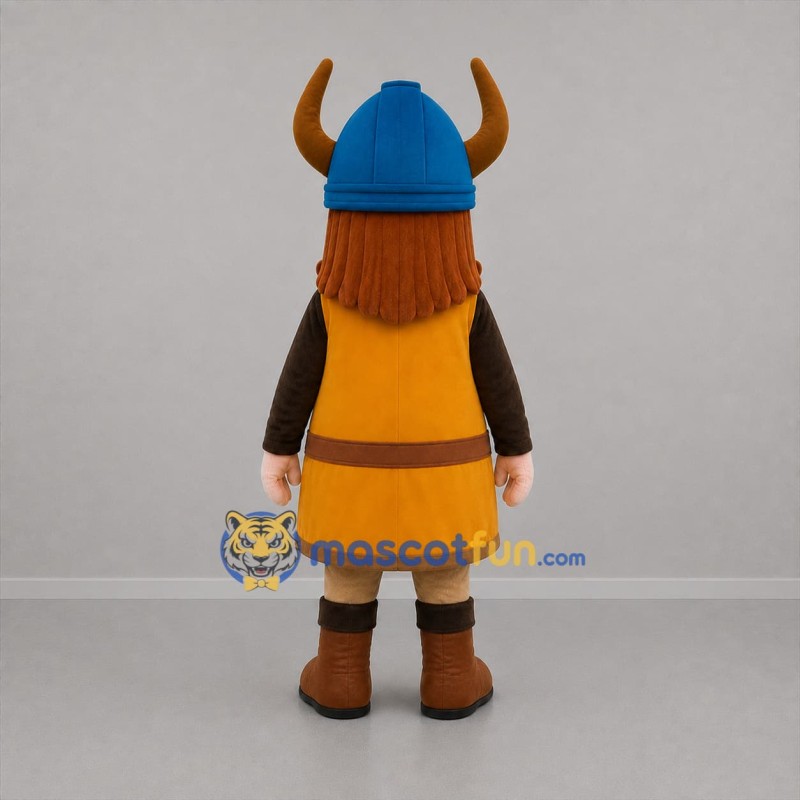 Custom Blue and Orange Viking Mascot Costume Adult Full Body Suit for Themed Events
