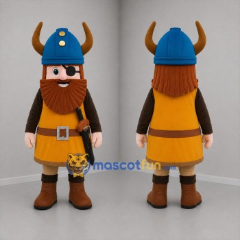 Custom Blue and Orange Viking Mascot Costume Adult Full Body Suit for Themed Events