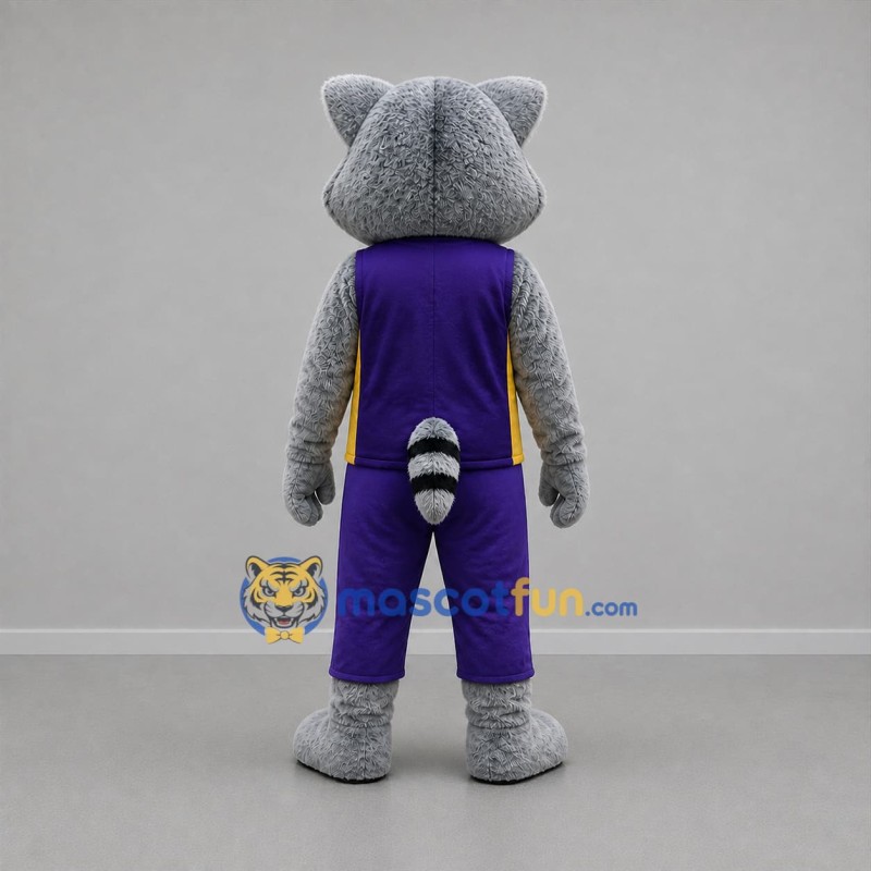 Custom Gray and Purple Raccoon Mascot Costume Adult Full Body Suit for Sports Events