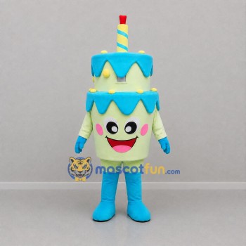 Custom Light Green and Blue Birthday Cake Mascot Costume Adult Full Body Suit for Birthday Parties