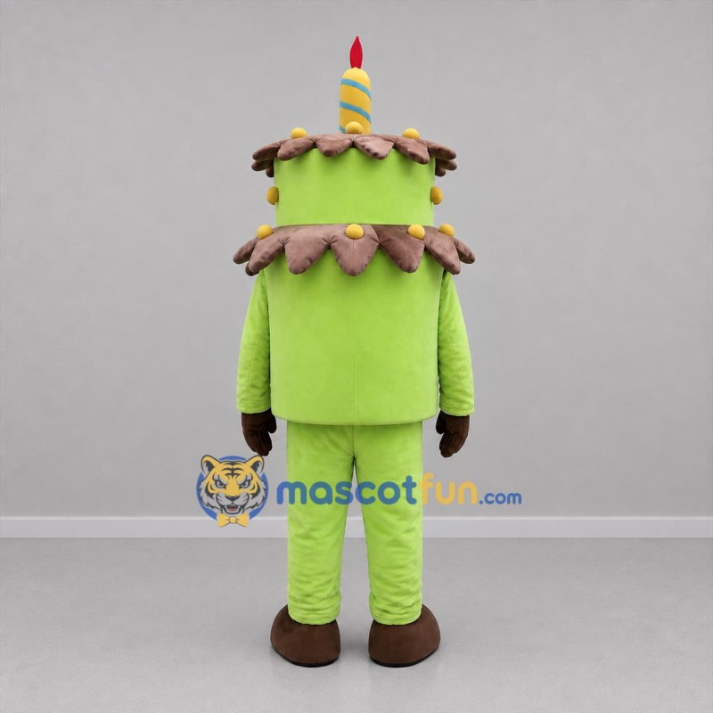 Custom Green and Brown Birthday Cake Mascot Costume Adult Full Body Suit for Birthday Parties
