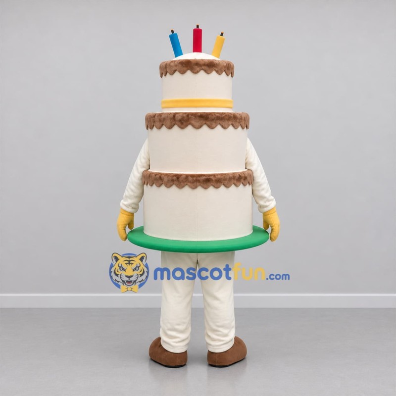 Custom Cream and Brown Birthday Cake Mascot Costume Adult Full Body Suit for Birthday Parties