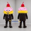 Custom Pink Yellow and Brown Cupcake Mascot Costume Adult Full Body Suit for Bakery Promotions