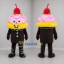 Custom Pink Yellow and Brown Cupcake Mascot Costume Adult Full Body Suit for Bakery Promotions