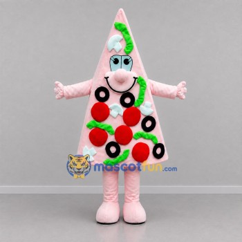 Custom Pink Red and Green Pizza Slice Mascot Costume Adult Full Body Suit for Food Promotions