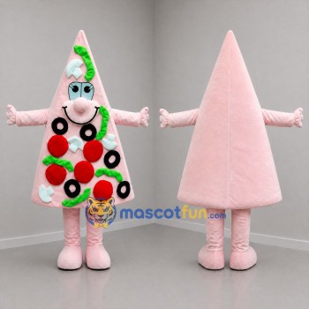 Custom Pink Red and Green Pizza Slice Mascot Costume Adult Full Body Suit for Food Promotions