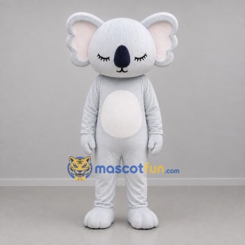 Custom Light Gray and White Koala Mascot Costume Adult Full Body Suit for Children's Events