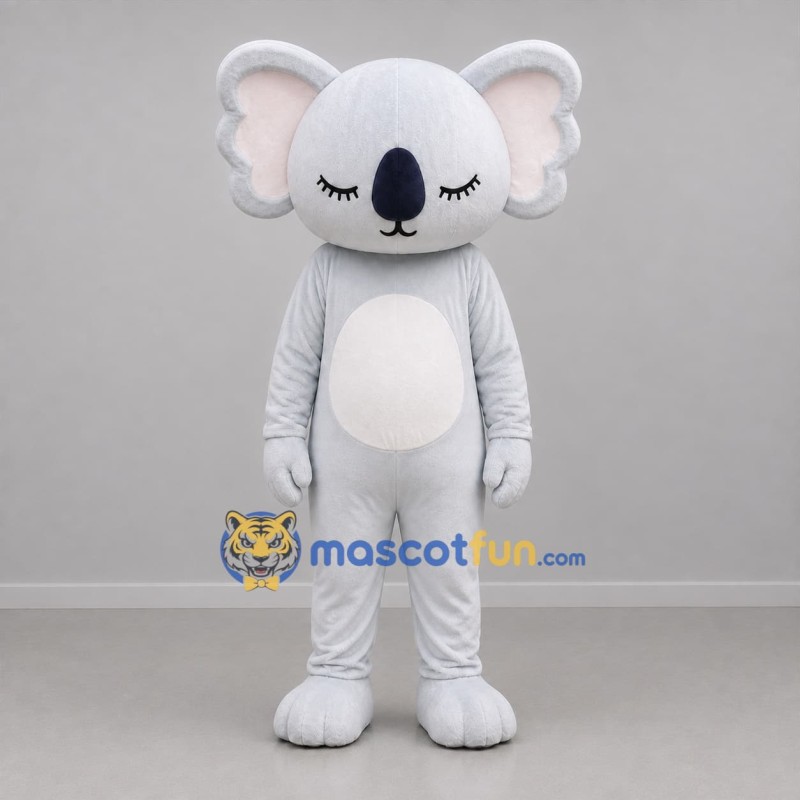 Custom Light Gray and White Koala Mascot Costume Adult Full Body Suit for Children's Events