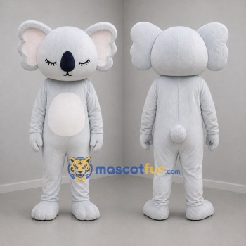 Custom Light Gray and White Koala Mascot Costume Adult Full Body Suit for Children's Events