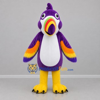 Custom Purple and Yellow Parrot Mascot Costume Adult Full Body Suit for Tropical Events