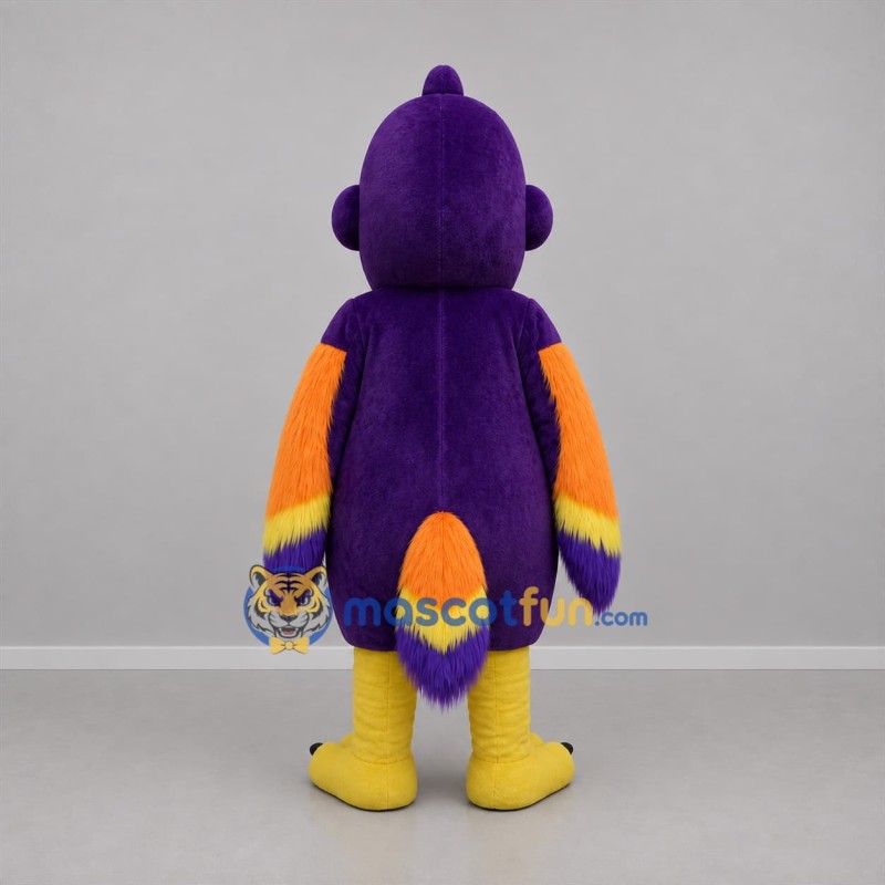Custom Purple Orange and Yellow Parrot Mascot Costume Adult Full Body Suit for Tropical Events