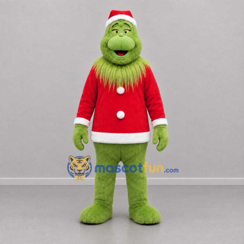 Custom Green and Red Christmas Monster Mascot Costume Adult Full Body Suit for Christmas Events