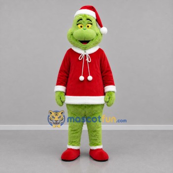 Custom Green and Red Christmas Monster Mascot Costume Adult Full Body Suit for Christmas Events