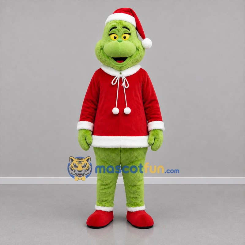Custom Green and Red Christmas Monster Mascot Costume Adult Full Body Suit for Christmas Events