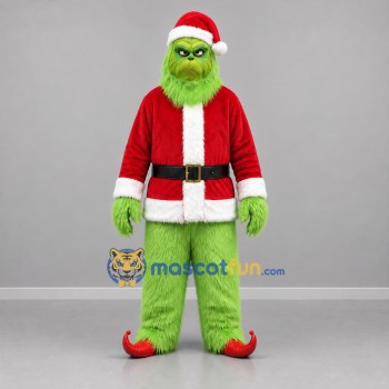 Custom Green and Red Christmas Monster Mascot Costume Adult Full Body Suit for Christmas Events
