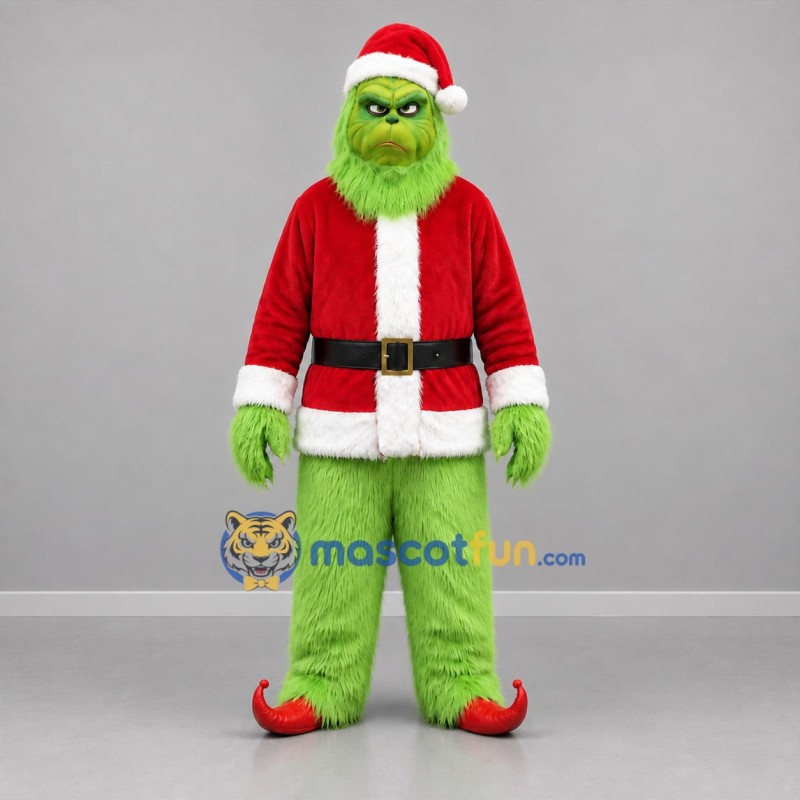 Custom Green and Red Christmas Monster Mascot Costume Adult Full Body Suit for Christmas Events