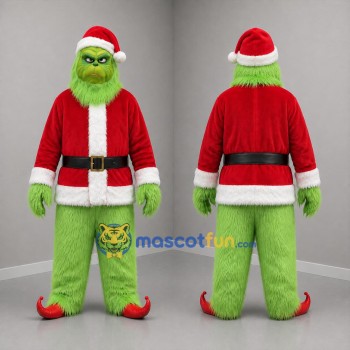 Custom Green and Red Christmas Monster Mascot Costume Adult Full Body Suit for Christmas Events
