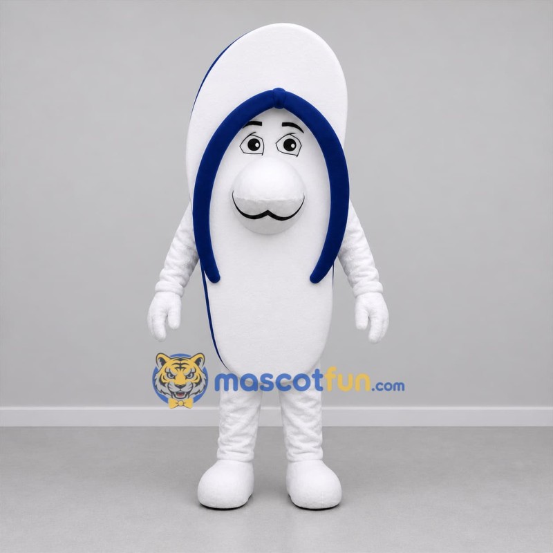 Custom White and Navy Blue Flip Flop Mascot Costume Adult Full Body Suit for Summer Events
